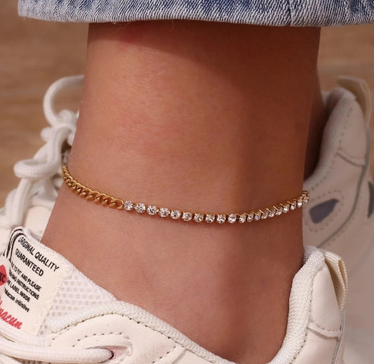 Crystal 925 Silver Anklet