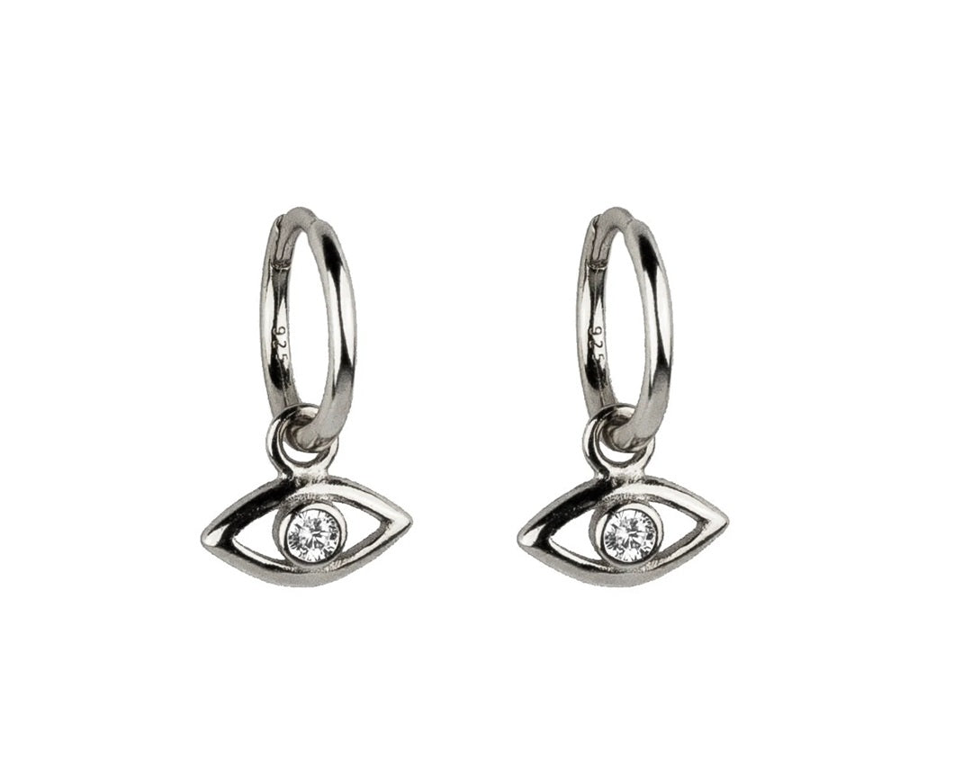 Huggie Moissanite Diamond Evil Eye 925 Silver Earring