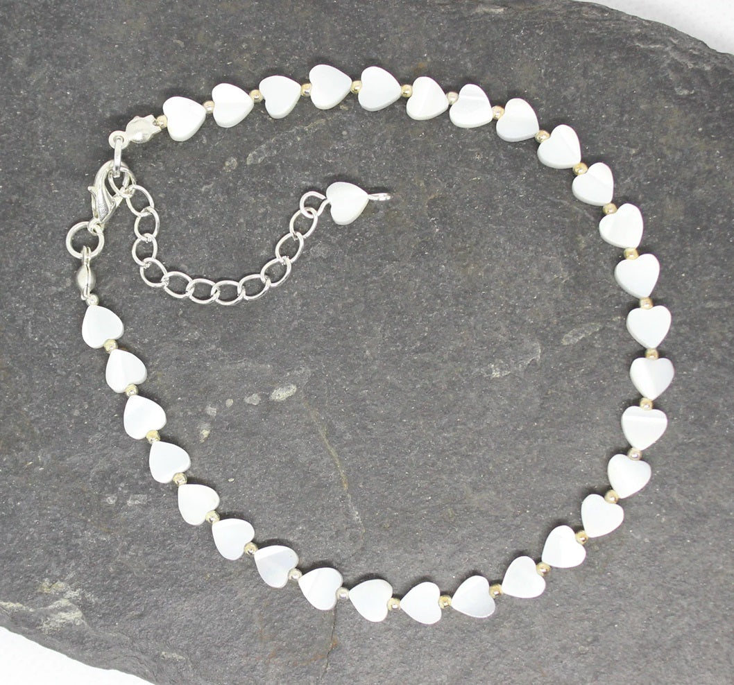 Shell Heart Pearl 925 Silver Anklet