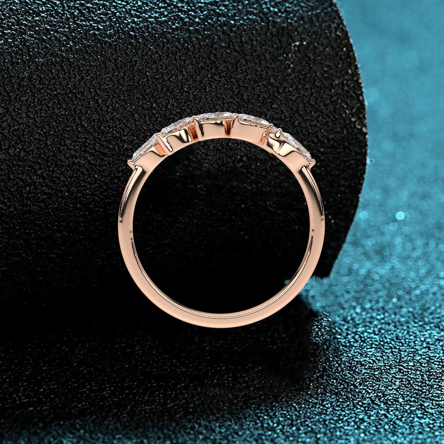 Rose gold Leaf Marquise 925 Silver Ring