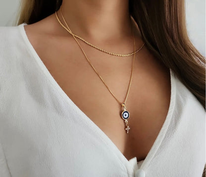Box Chain Evil Eye 925 Silver Necklace