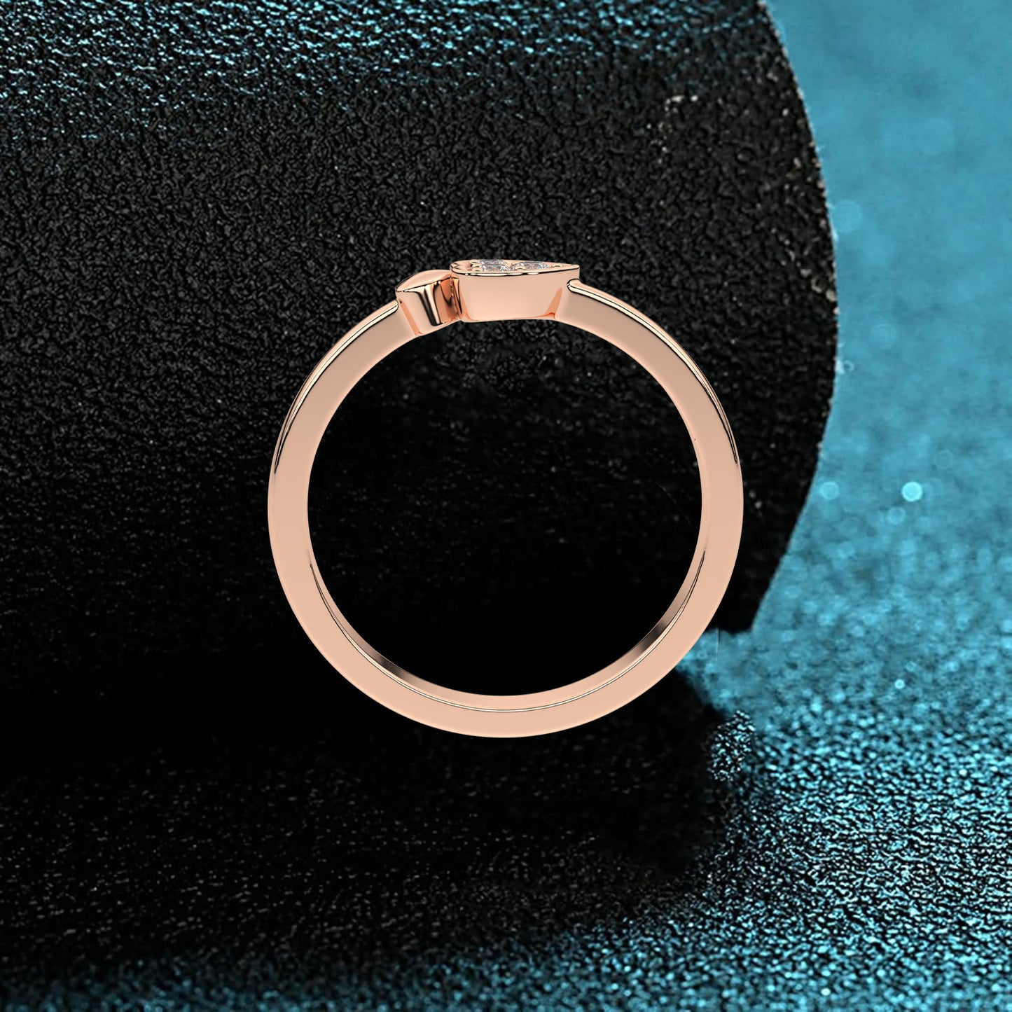 Rose gold Chevron 925 Silver Ring