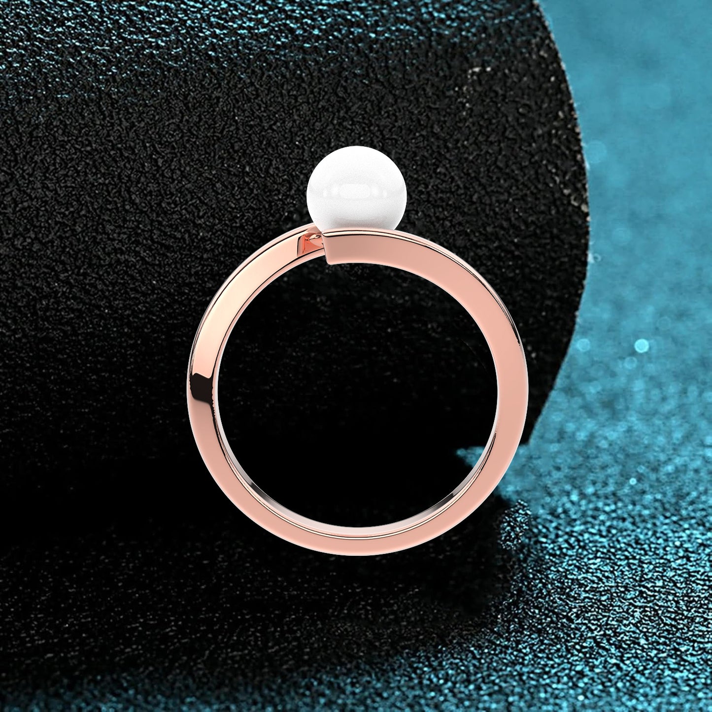 Rose gold Spiral Pearl 925 Silver Ring