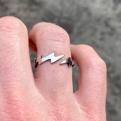 Lightning Bolt 925 Silver Men's Ring