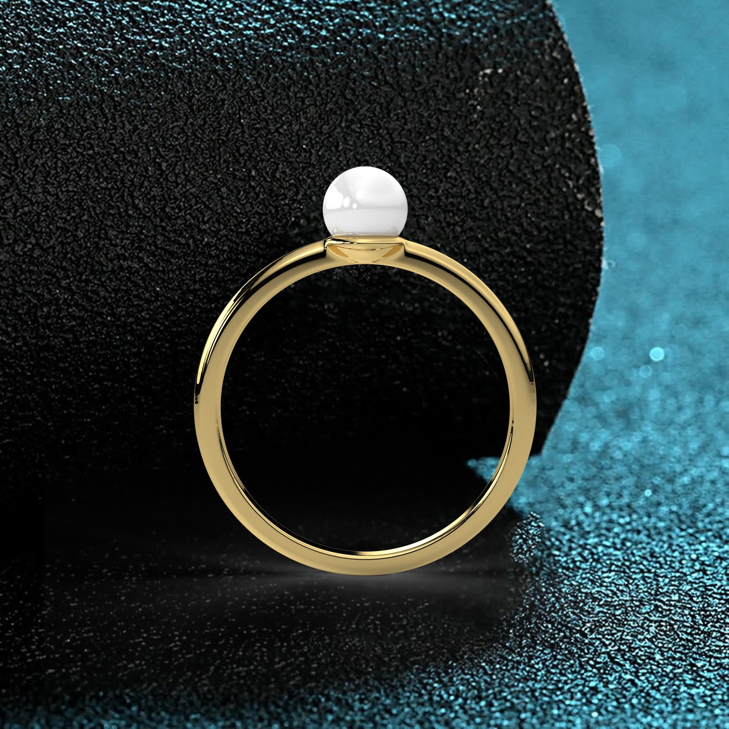 Yellow gold Pearl 925 Silver Ring