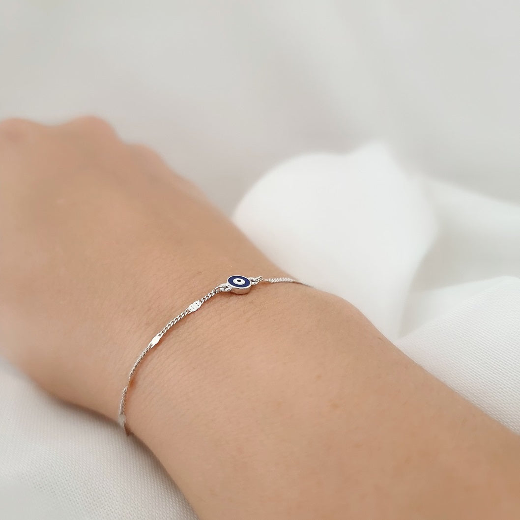 Enamel Evil Eye 925 Silver Bracelet