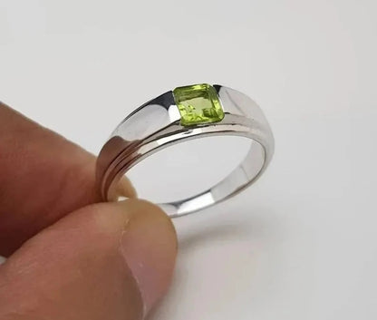 Peridot 925 Silver Men's Ring