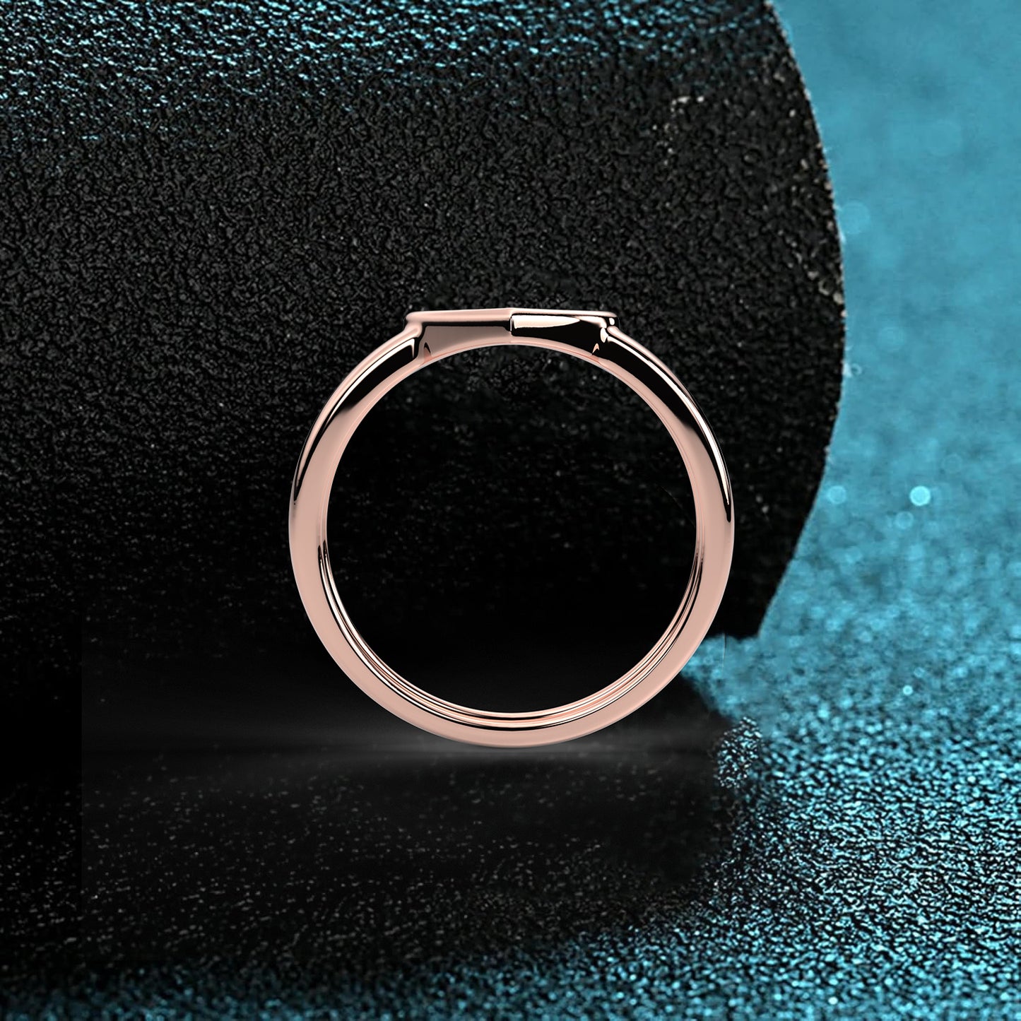 S Heart Rose gold 925 Silver Ring