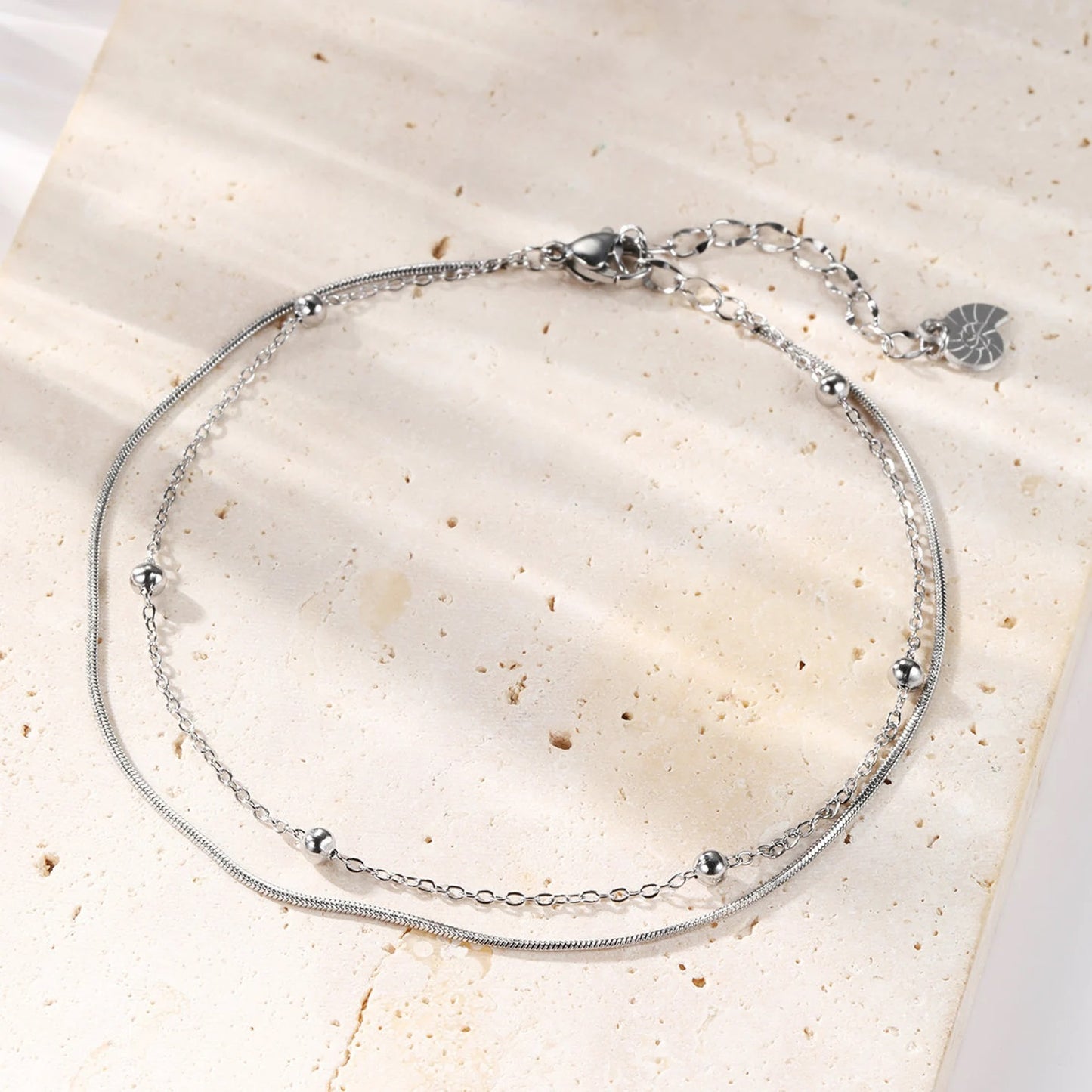 Double 925 Silver Anklet