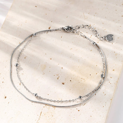 Double 925 Silver Anklet