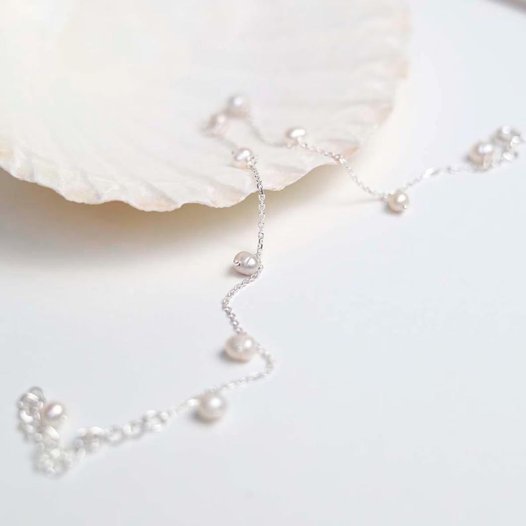 String Pearl 925 Silver Anklet