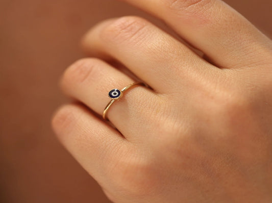 Navy Evil Eye 925 Silver Ring