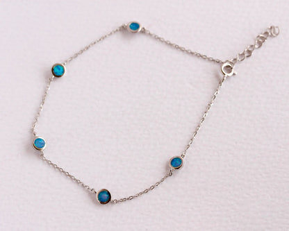 Opal 925 Silver Anklet