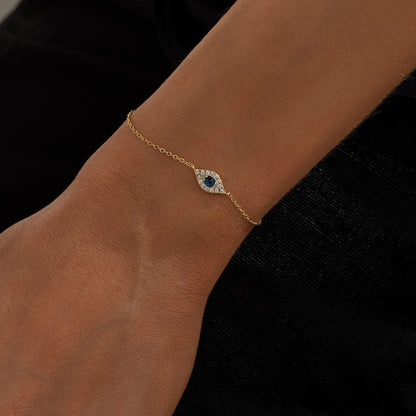 Blue White Stone Evil Eye 925 Silver Bracelet