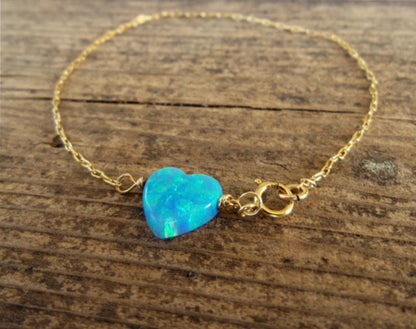 Heart Opal 925 Silver Anklet