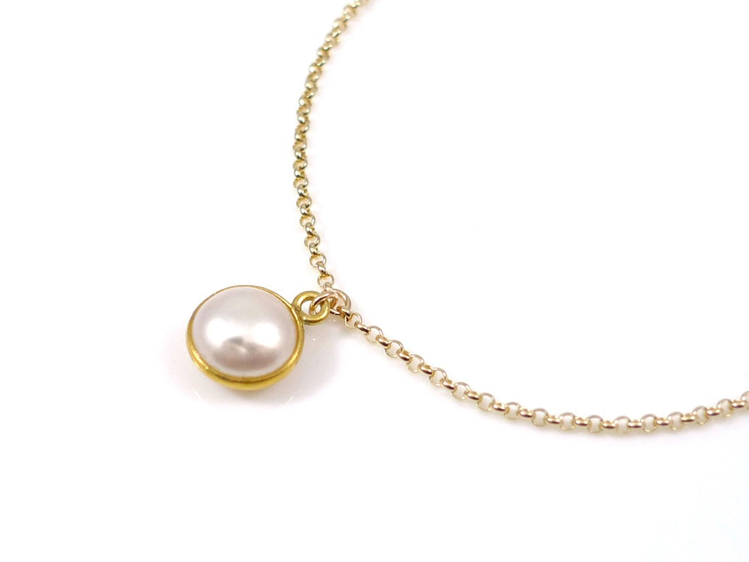 Vermeil Pearl 925 Silver Anklet