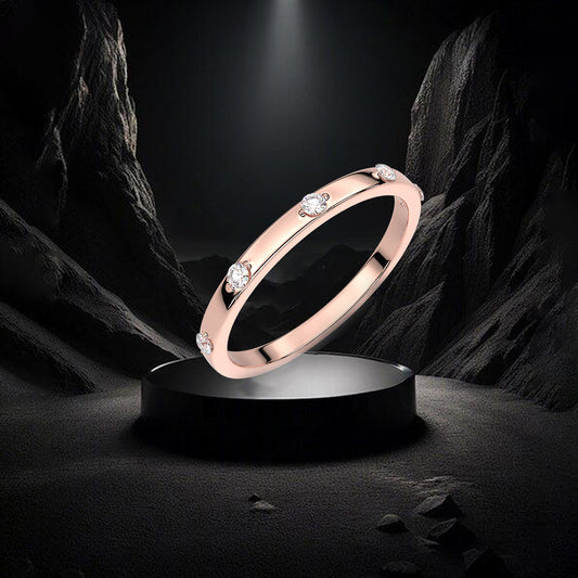 Five stone Rose gold 925 Silver Ring