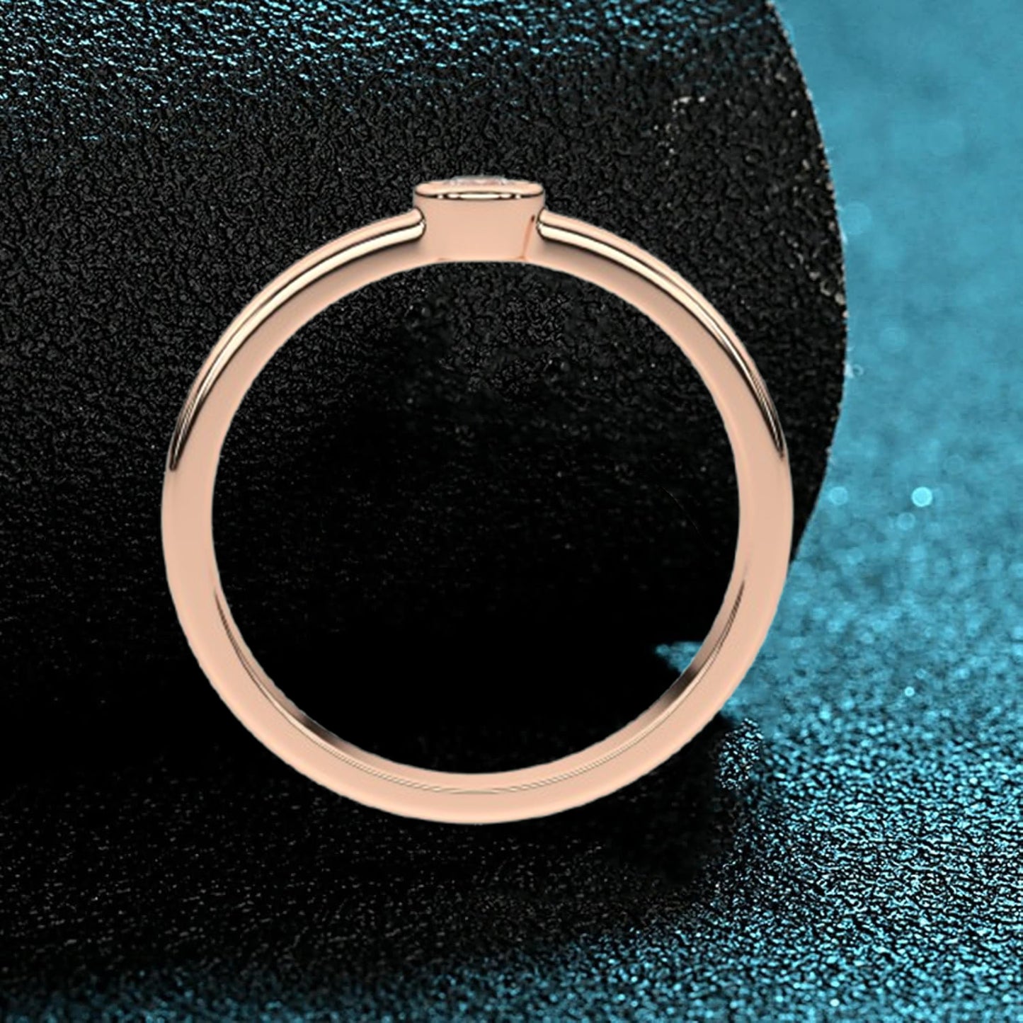 Rose gold Bezel stone 925 Silver Ring