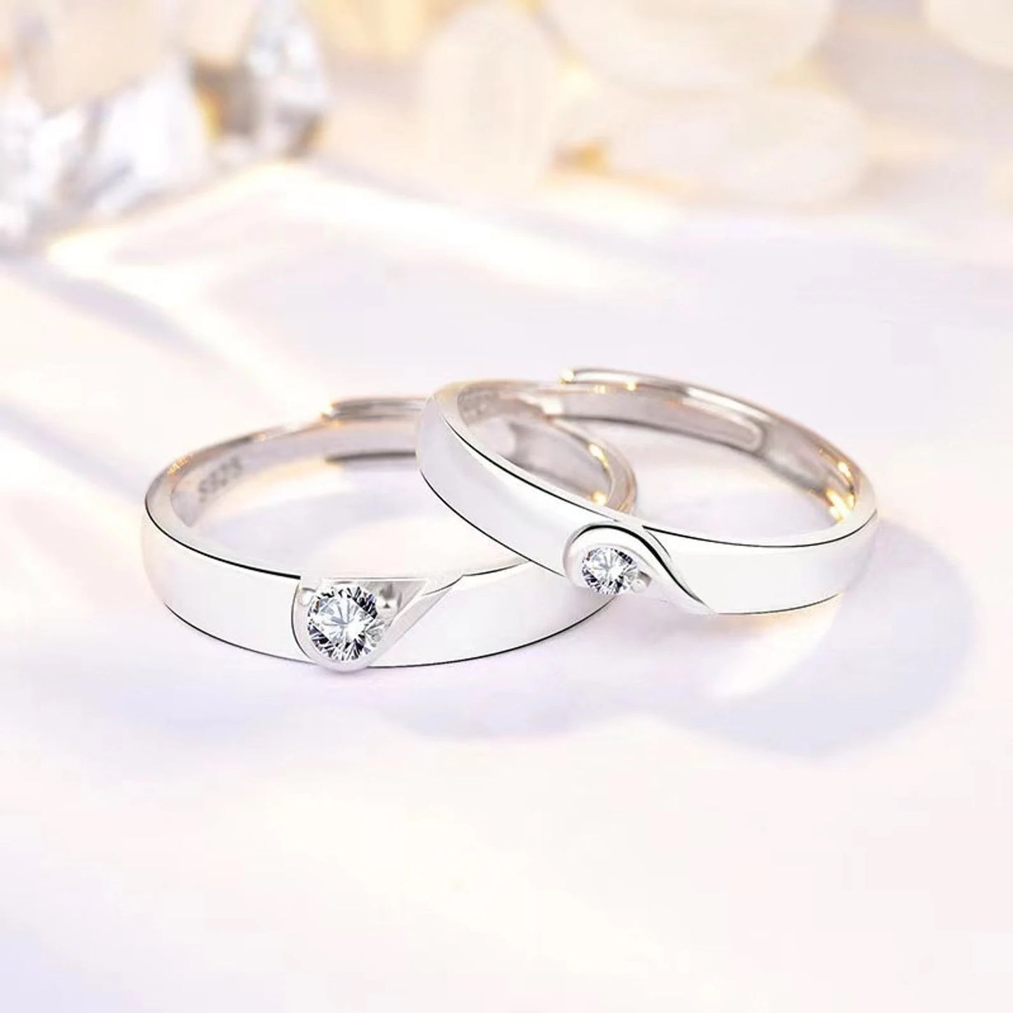 Heart 925 Silver Ring Set