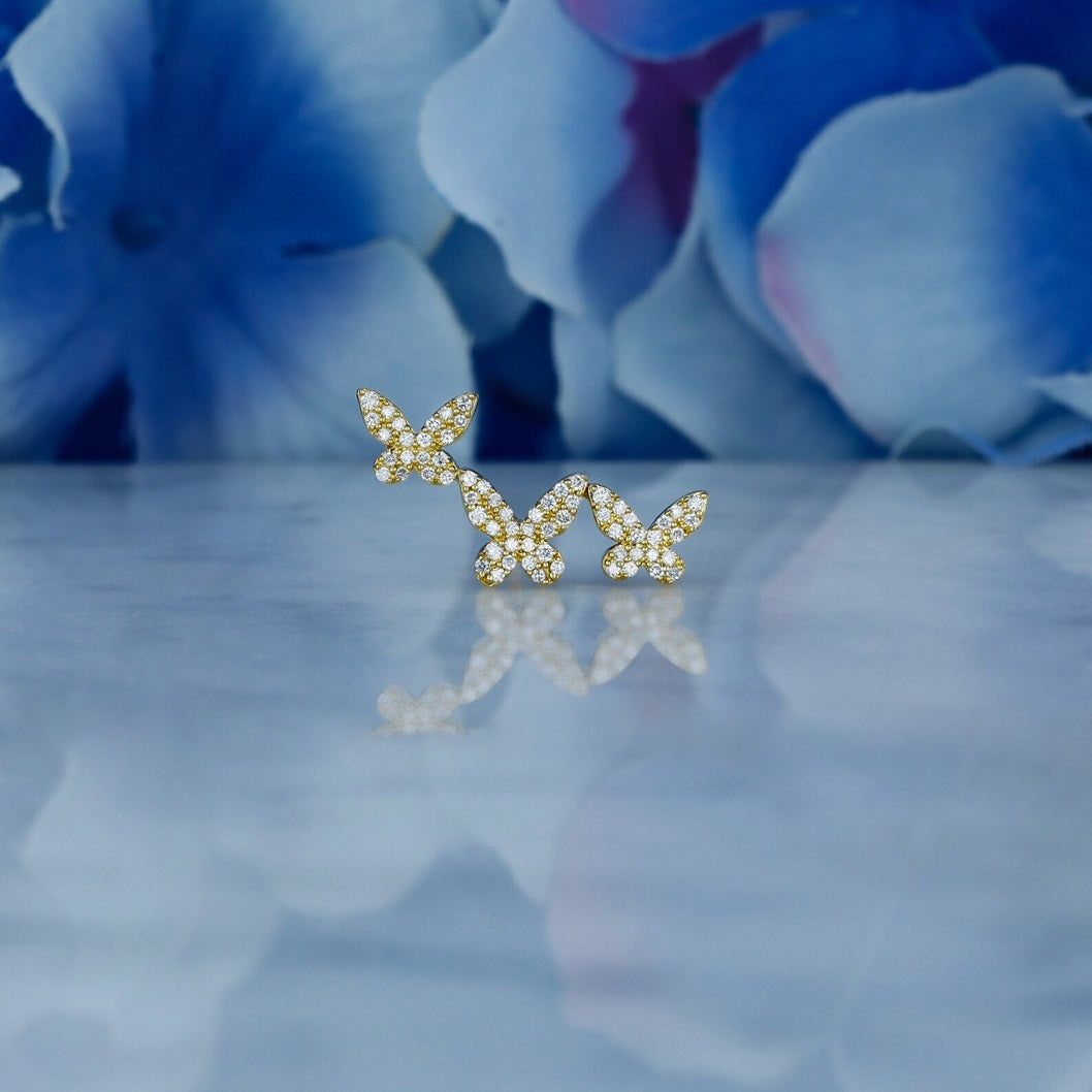 Pave Butterfly 925 Silver Earring