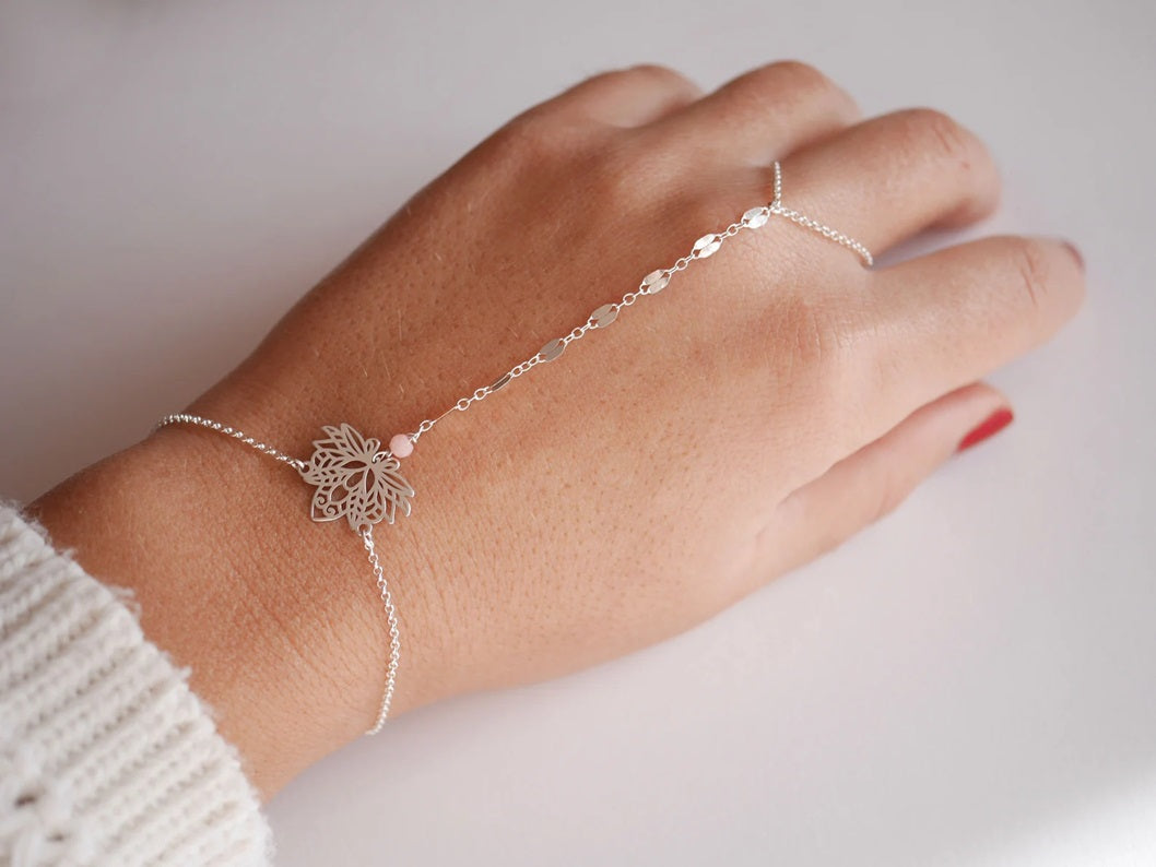 Filigree Lotus 925 Silver Hand Chain