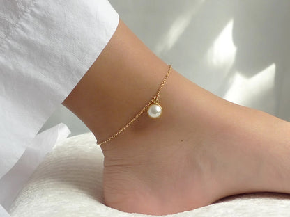 Vermeil Pearl 925 Silver Anklet