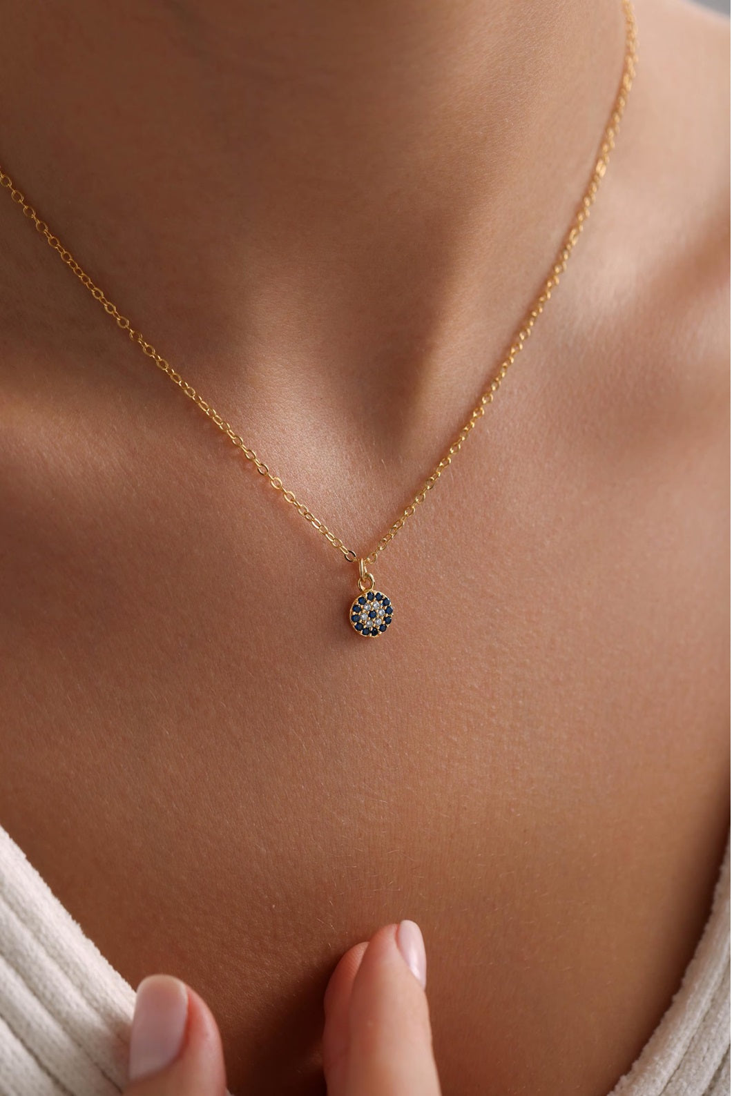 Pave Evil Eye 925 Silver Necklace