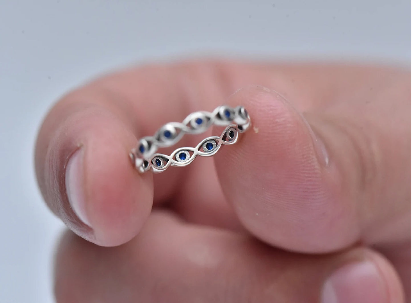 Dainty Evil Eye 925 Silver Ring