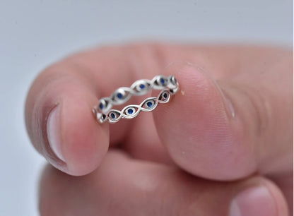 Dainty Evil Eye 925 Silver Ring