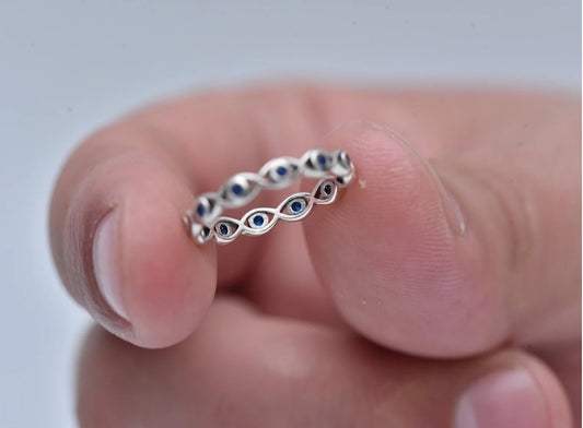 Dainty Evil Eye 925 Silver Ring