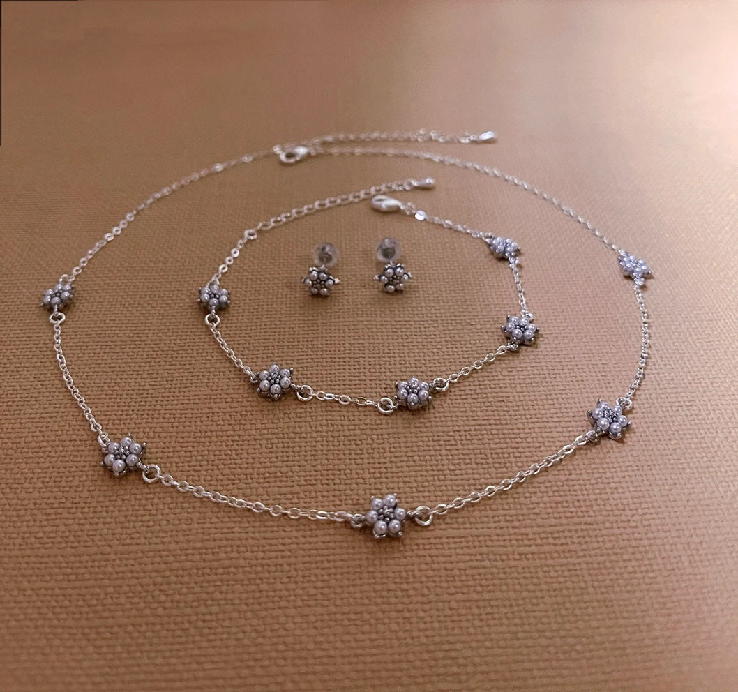 Crystals 925 Silver Necklace Set