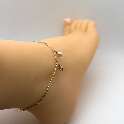 Filled Pearl 925 Silver Anklet