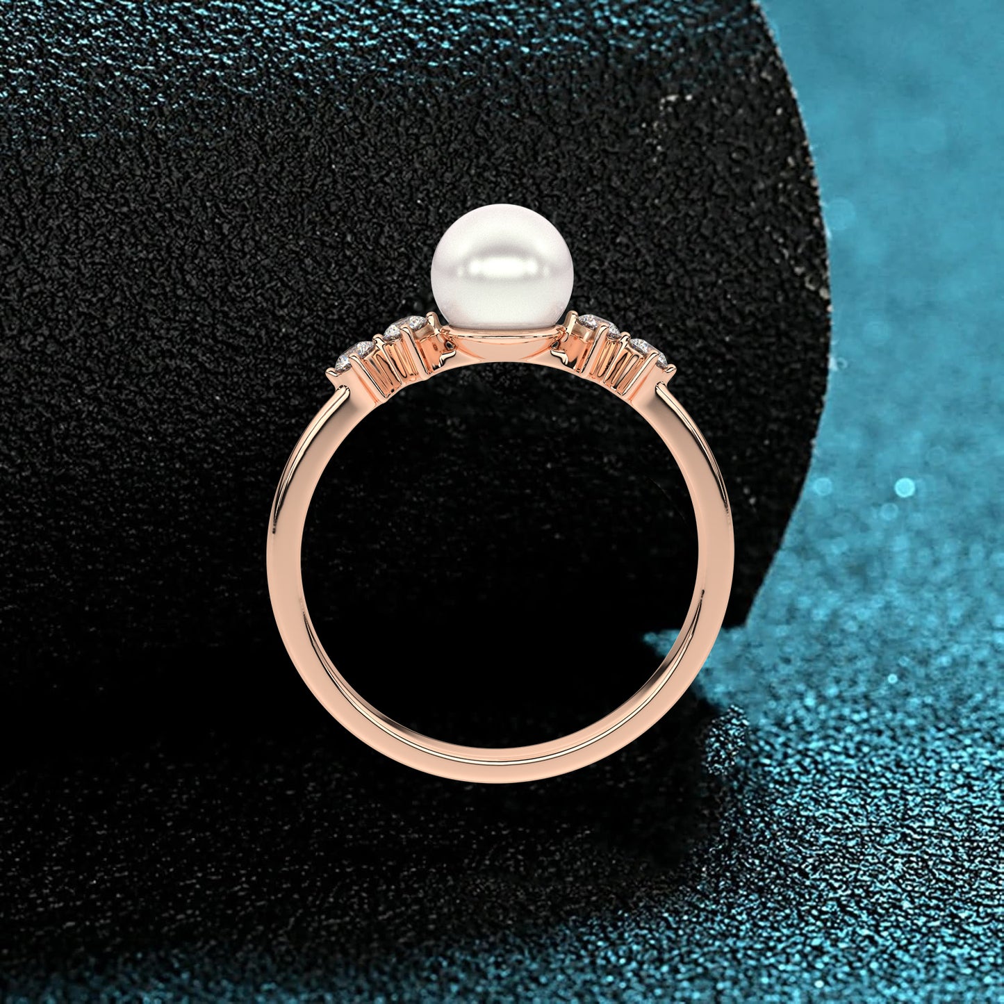 Rose gold Huitan Pearl 925 Silver Ring