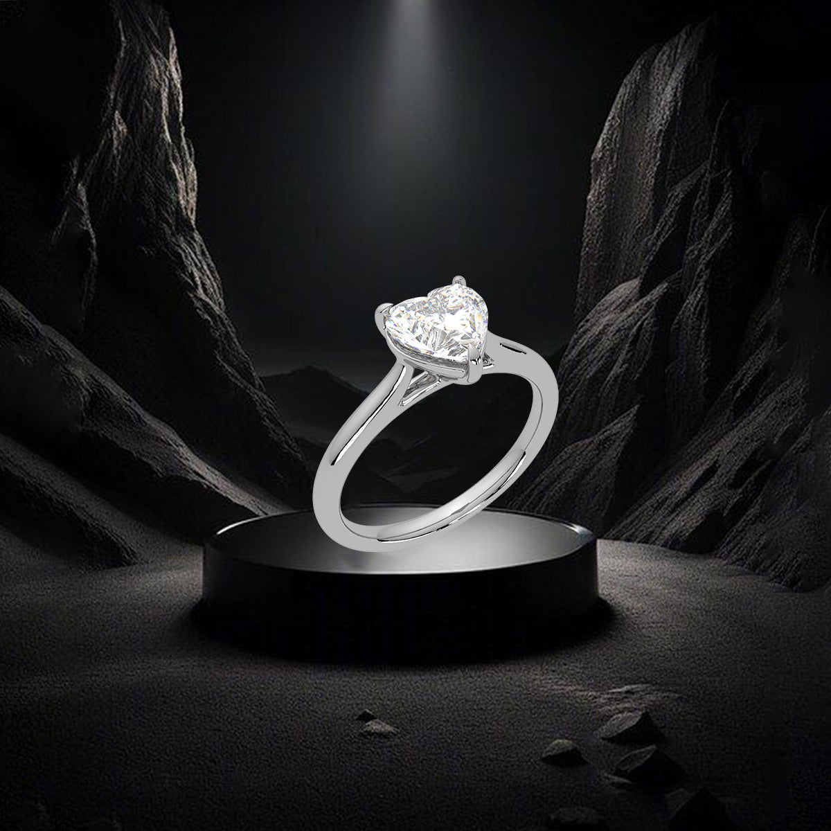 Heart Moissanite Diamond Sterling Silver Ring