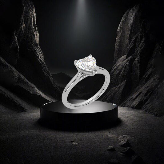 Heart Moissanite Diamond Sterling Silver Ring