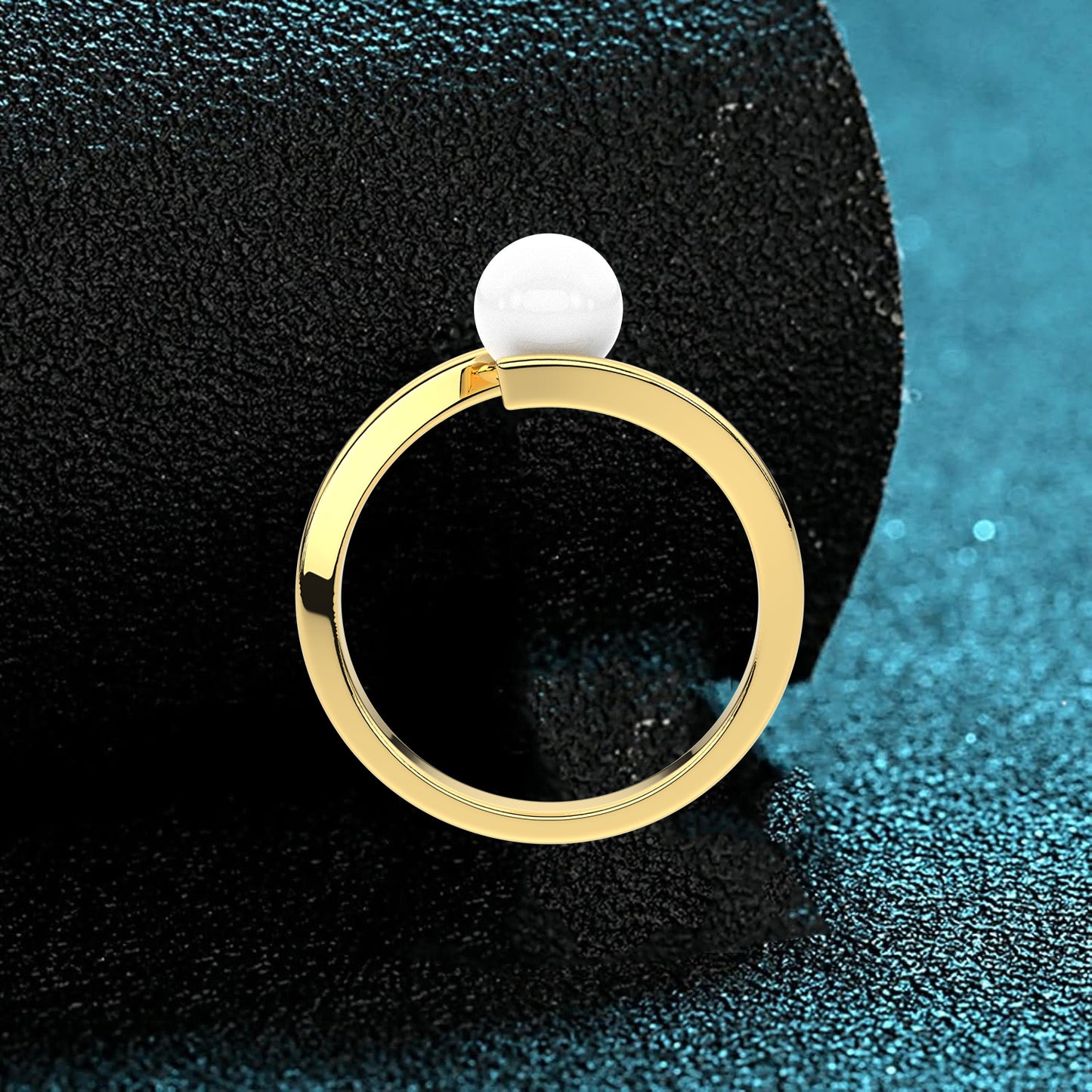 Yellow gold Opened Pearl 925 Silver Ring