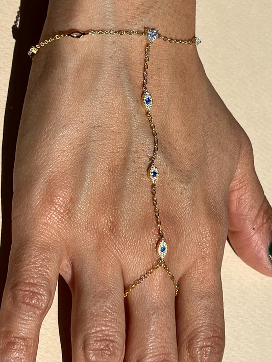 Blue Evil Eye 925 Silver Hand Chain