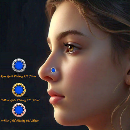 Colour stone 925 Sterling Silver Nose Pin
