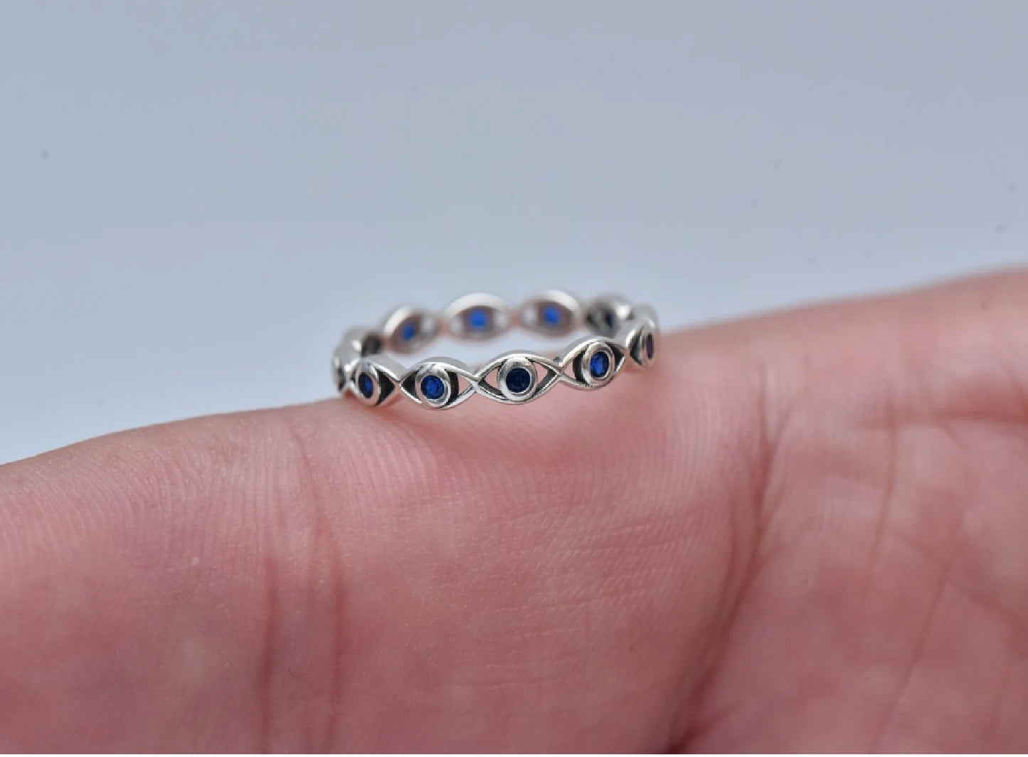 Dainty Evil Eye 925 Silver Ring