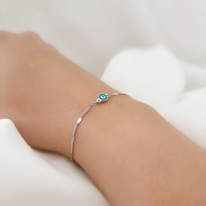 Enamel Evil Eye 925 Silver Bracelet