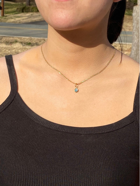 Filled Evil Eye 925 Silver Necklace