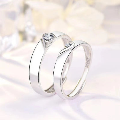 Heart 925 Silver Ring Set