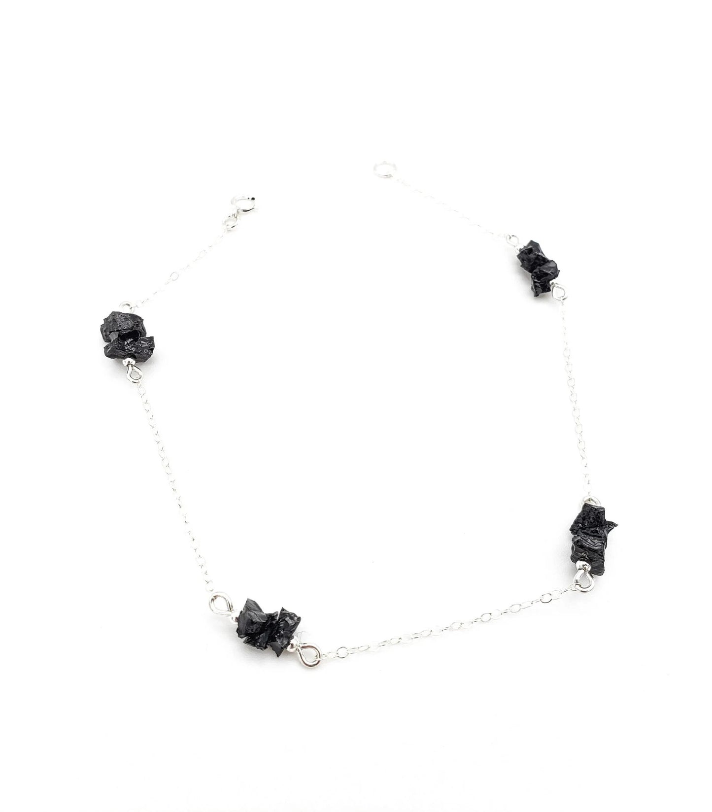 Raw Black 925 Silver Anklet