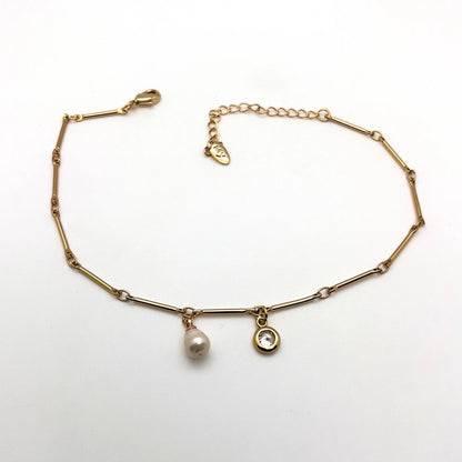 Filled Pearl 925 Silver Anklet