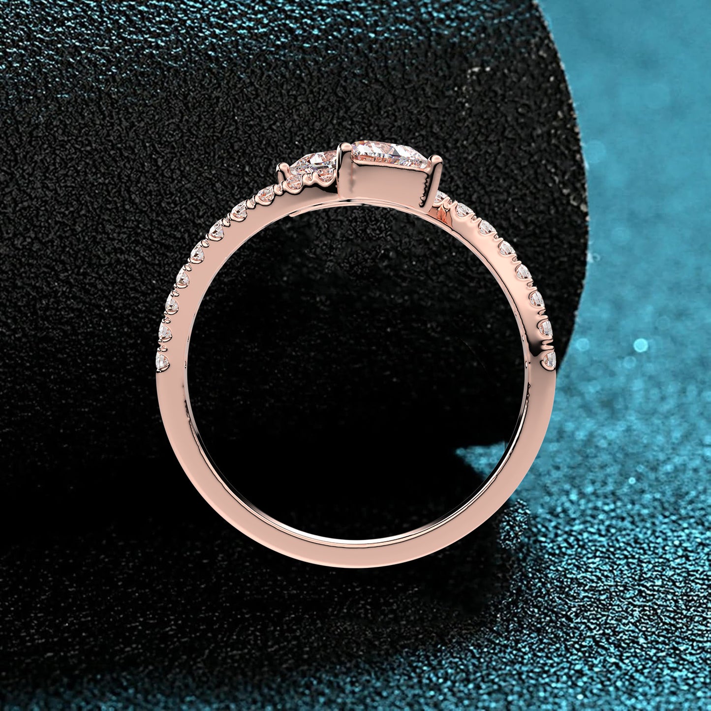 Rose gold Two Heart 925 Silver Ring