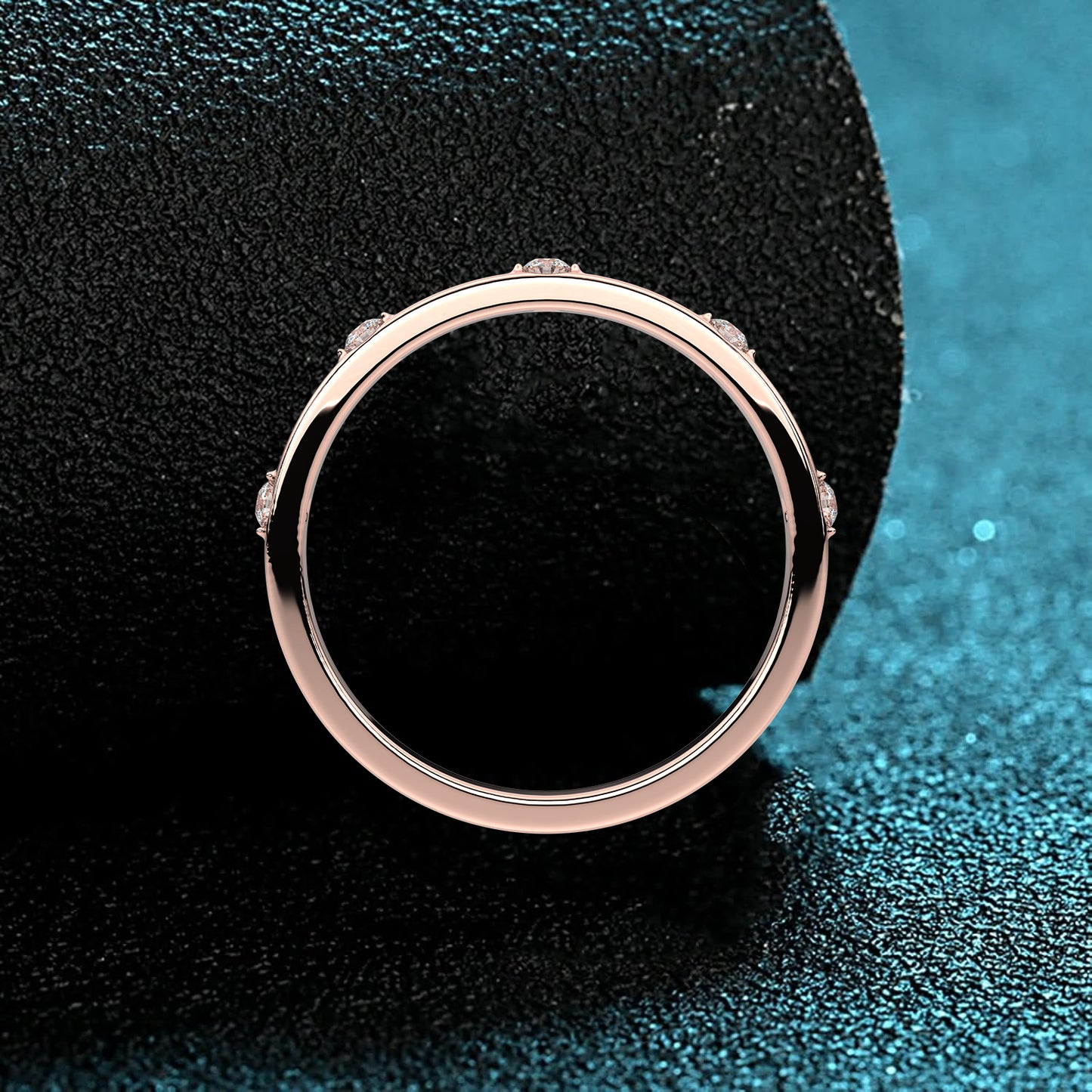 Five stone Rose gold 925 Silver Ring