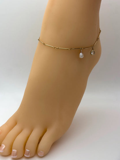 Filled Pearl 925 Silver Anklet