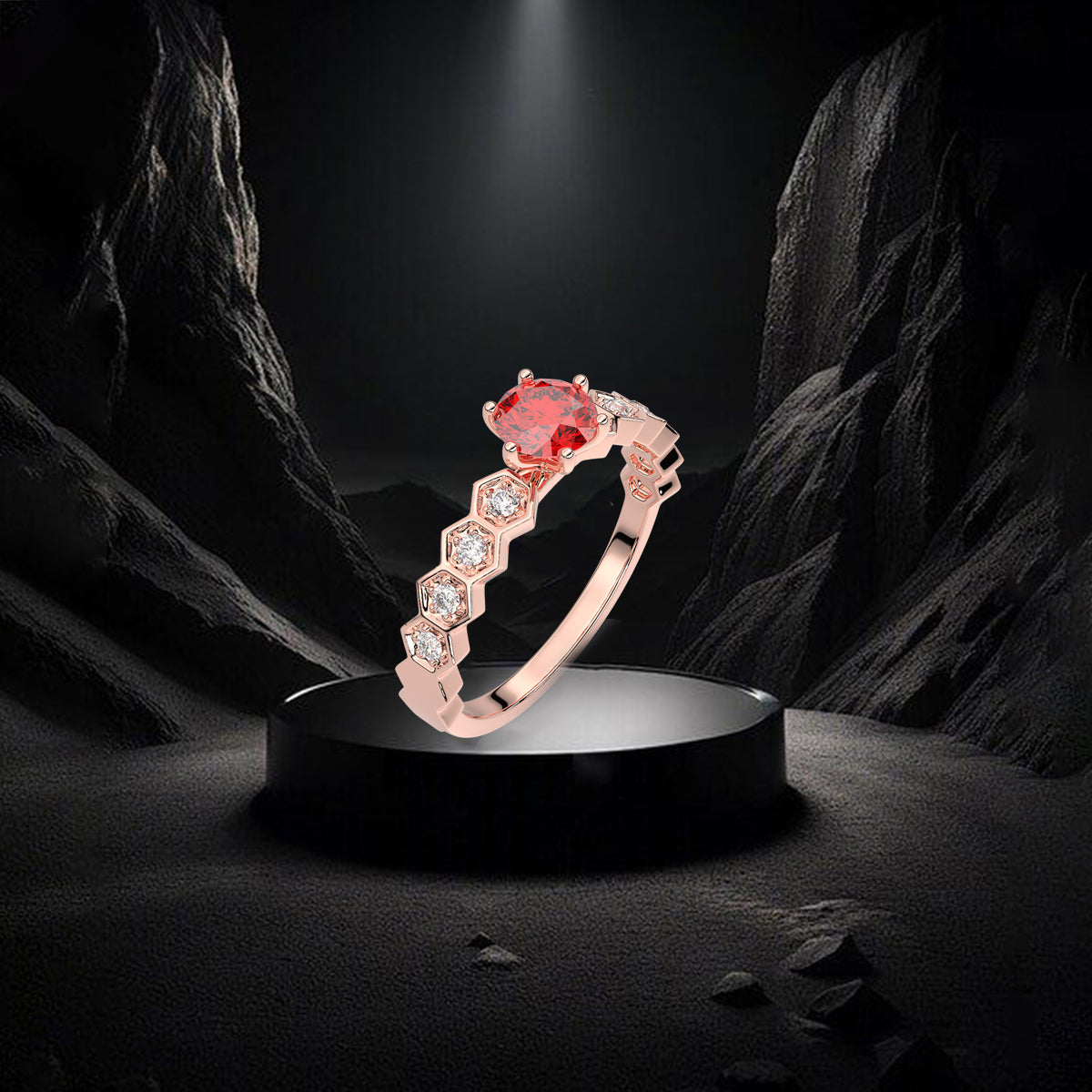 Rose gold Yanik Ruby 925 Silver Ring