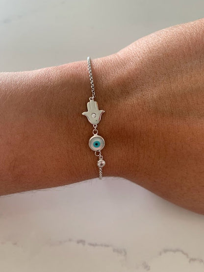 Three combo Hamsa Evil Eye 925 Silver Bracelet