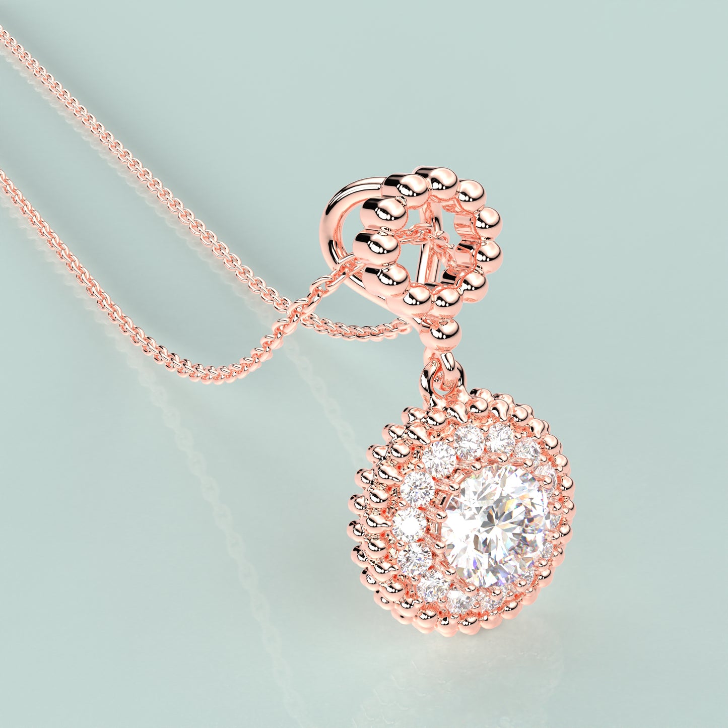 Round Beed 925 Silver Rose Gold Necklace